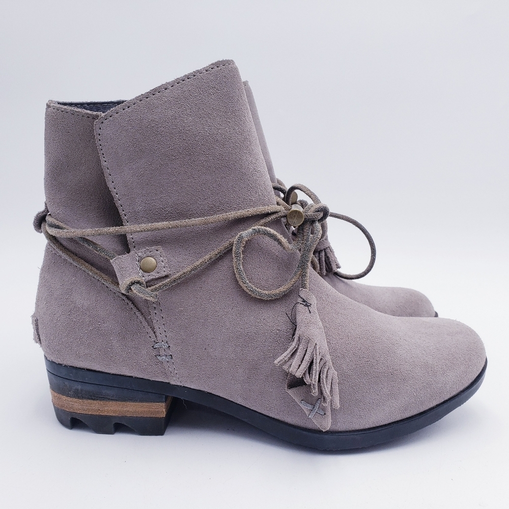 Sorel Farah Short Boot Ankle Gray Suede Heeled NL2682-005 Women's Size‎ 7.5